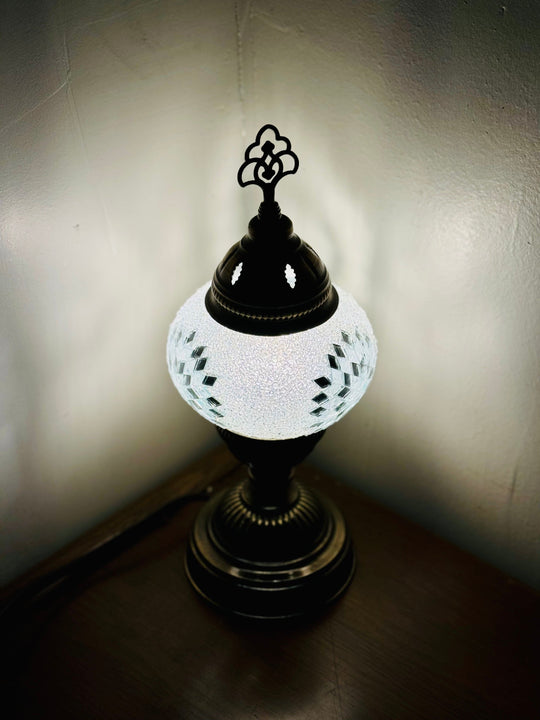 Turkish mosaic table lamp Clear, front top angle