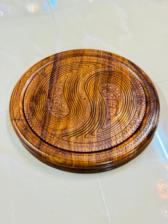 Handmade 12”, wooden, collapsible 2 paisley basket with handle.