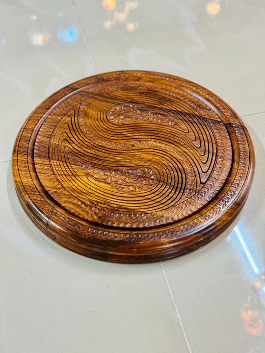 Handmade 12”, wooden, collapsible 2 paisley basket with handle.