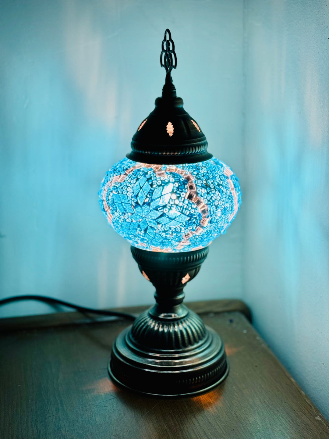 Turkish mosaic table lamp Light Blue