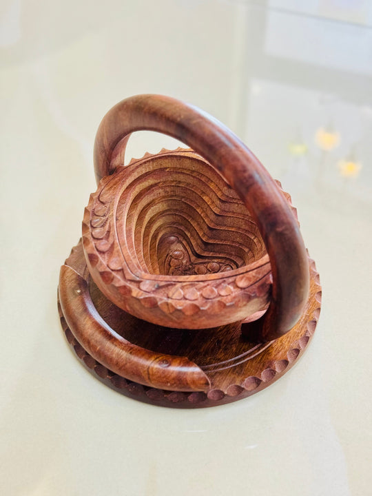 Handcrafted 6”, wooden, collapsible heart basket with handle.  /  fruit basket  /   Bread bowl  /   Hot plate  /    Trivet to basket  /