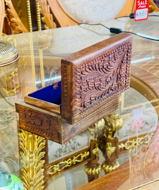 Handmade Large Secret lock Jewelry Box, open back left side