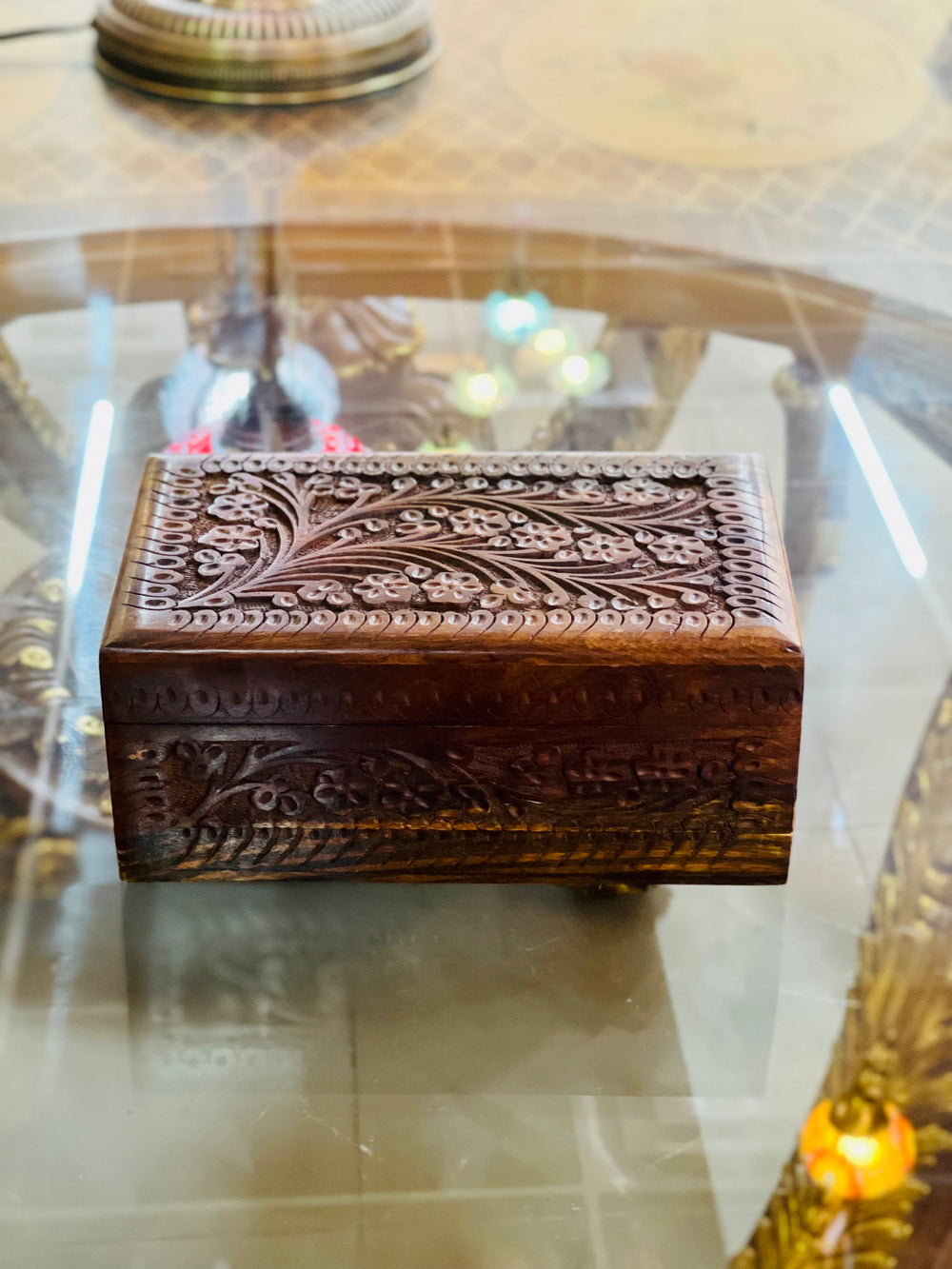 Handmade Large Secret lock Jewelry Box, closed front picture
