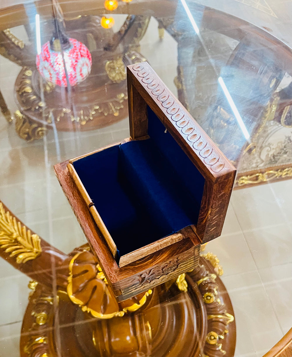 Handmade Medium Size Secret Lock Jewelry box, open front right side