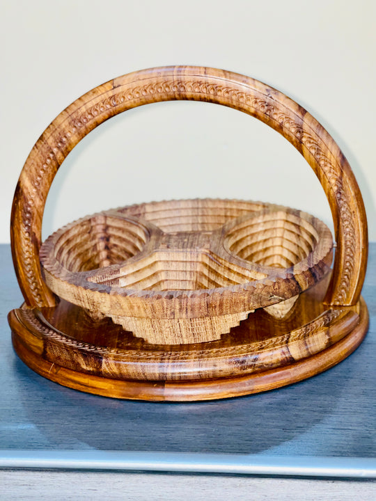 Handmade, collapsible 4 compartment basket 12”