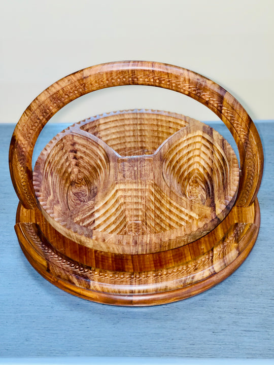 Handmade, collapsible 4 compartment basket 12”