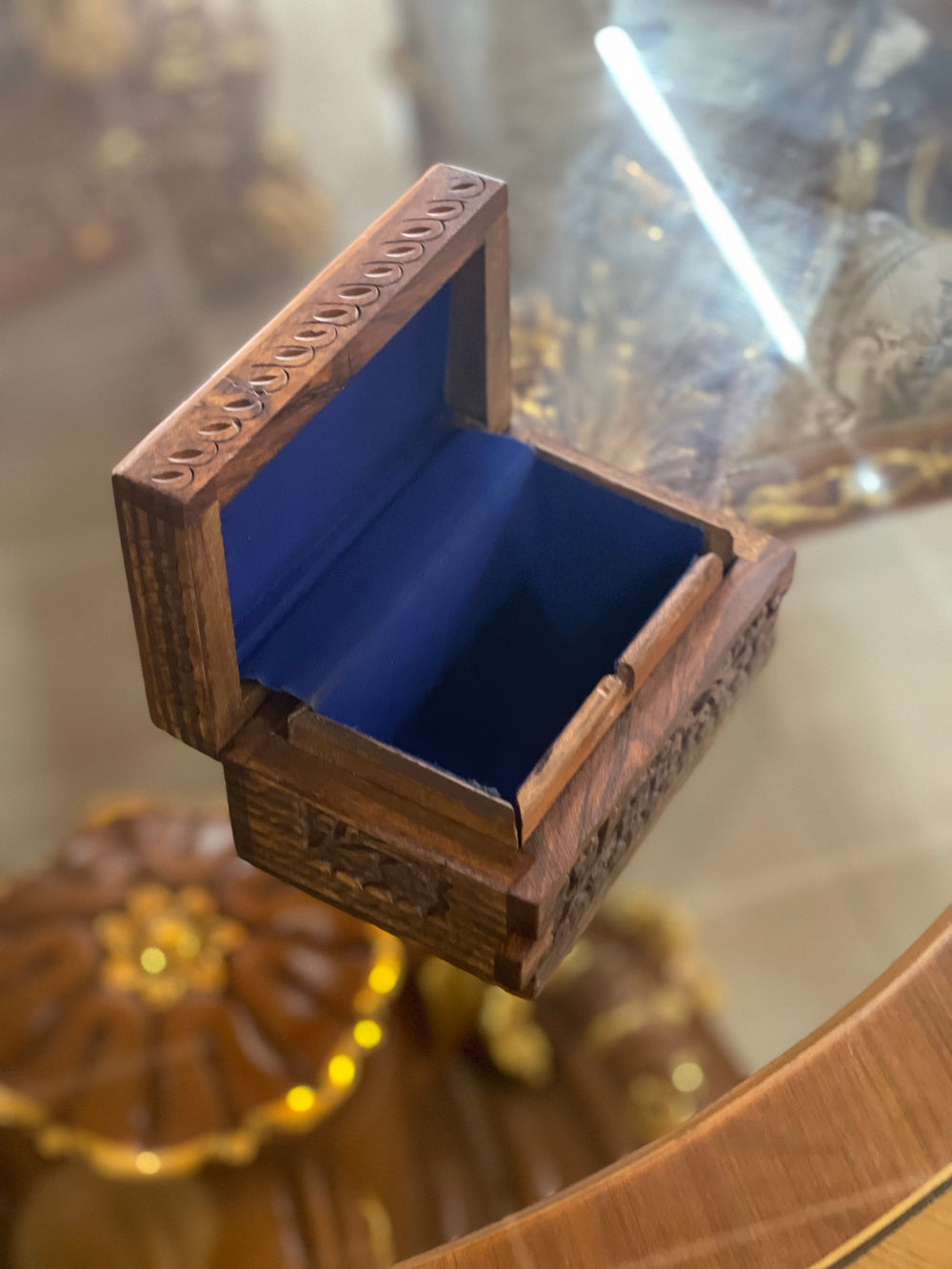 Handmade Small Secret Lock Jewelry Box, open top right side
