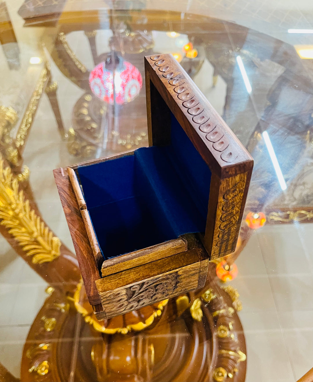 Handmade Small Secret Lock Jewelry Box, open right side