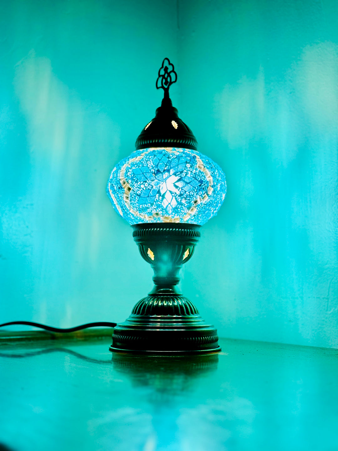 Turkish mosaic table lamp Light Blue