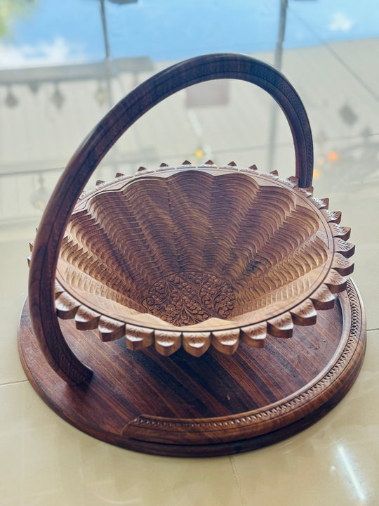 Handmade 18” XXL wooden, collapsible SunFlower basket with handle.