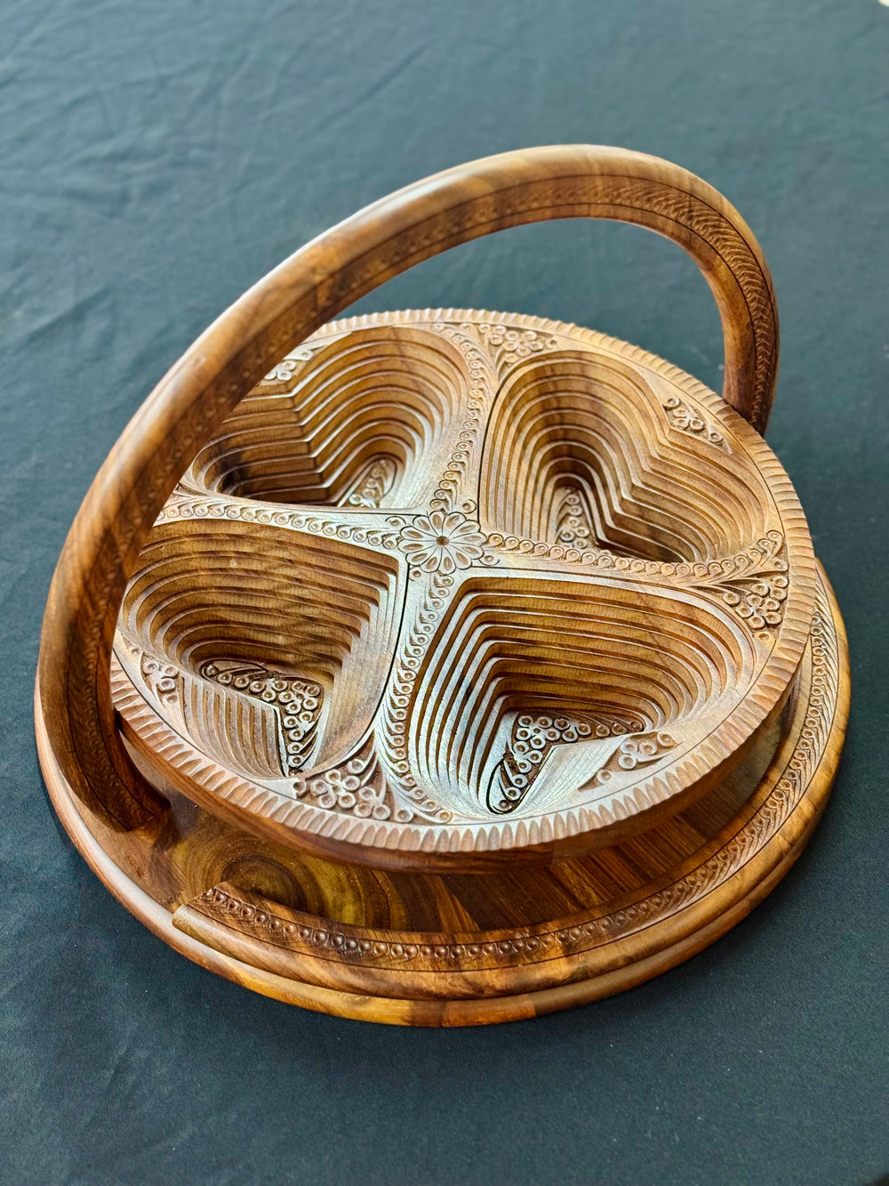 Handmade Collapsible 3 compartment basket