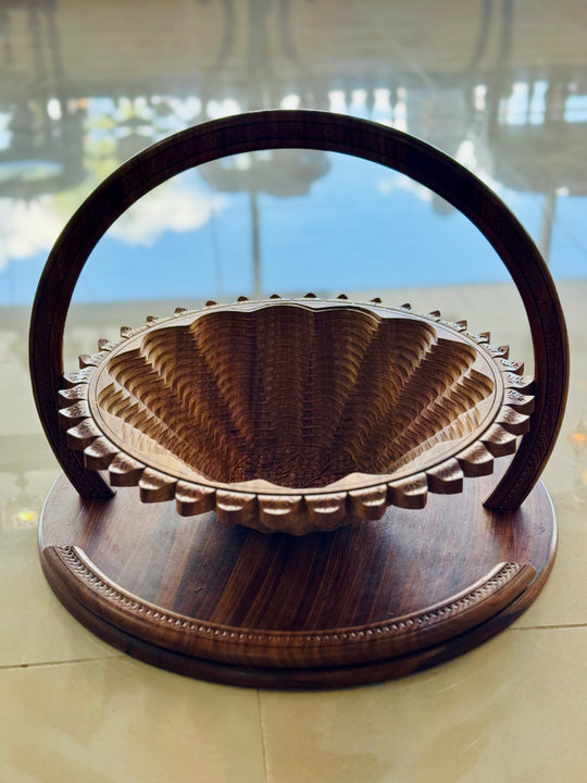 Handmade 18” XXL wooden, collapsible SunFlower basket with handle.