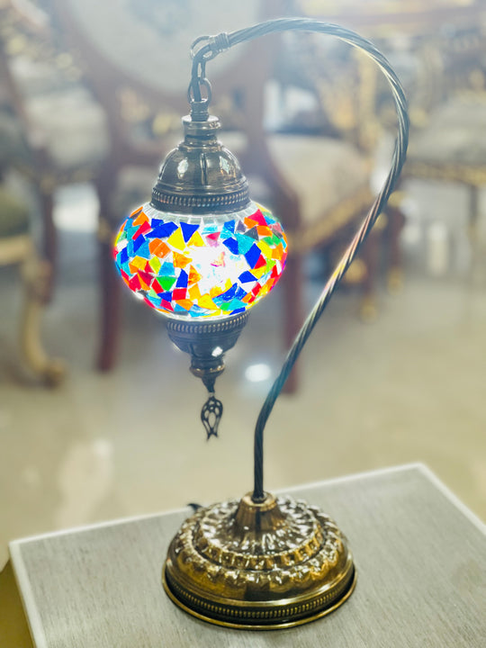 9 Colors | Turkish mosaic Gooseneck table lamp.